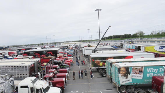 overhead convoy shot 