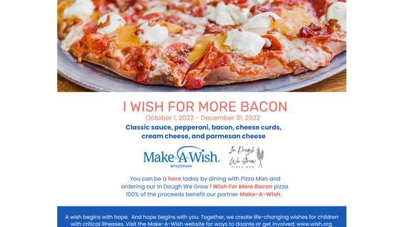 Pizza Man and Make-A-Wish Wisconsin Team Up for In Dough We Grow promotion