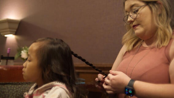 Journi getting her hair done