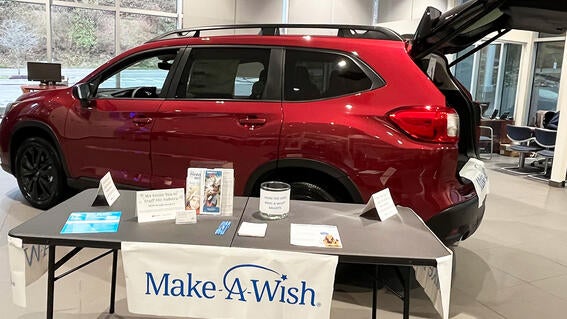 Toys ready to be donated in the Subaru