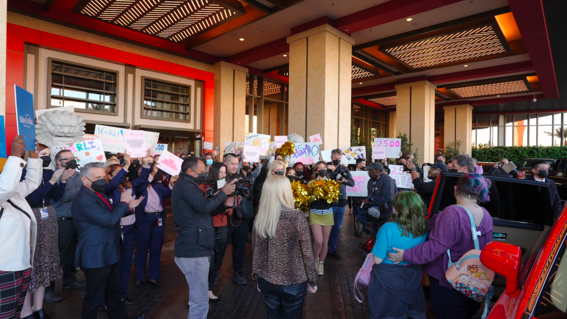 Crowd Gathers to Cheer for Harli