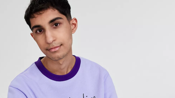 Wish kid Vivek in purple sweatshirt