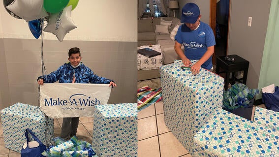 Mateo opening his gifts