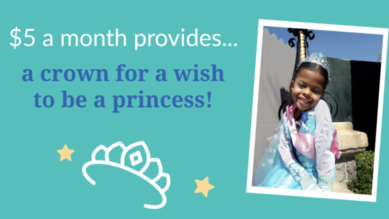 $5 a month provides a crown for a wish to be a princess