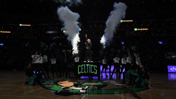 Wish Community child performing at Boston Celtics halftime