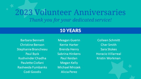 Volunteer Anniversaries - 10