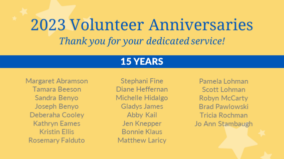 Volunteer Anniversaries - 15