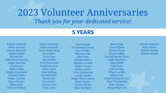 Volunteer Anniversaries - 5
