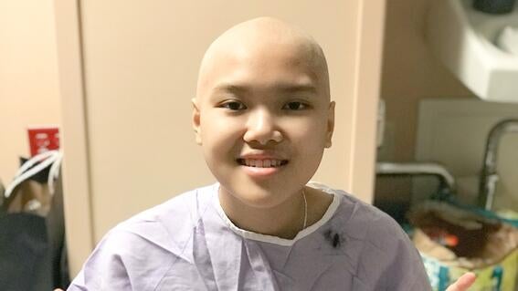Abby smiling in hospital