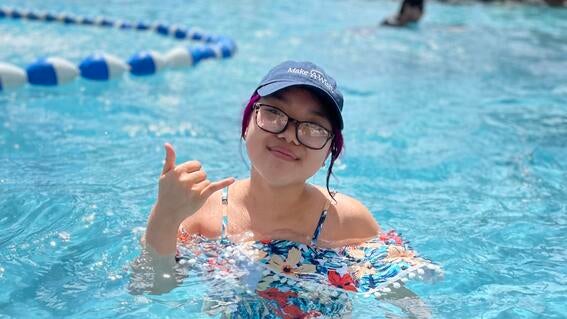 Abby swimming
