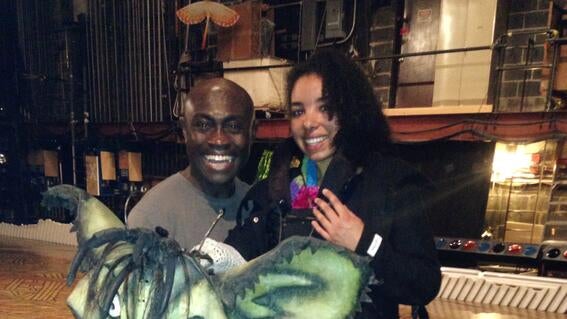 Ashley on set with James Brown