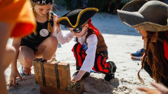 James opening the treasure chest