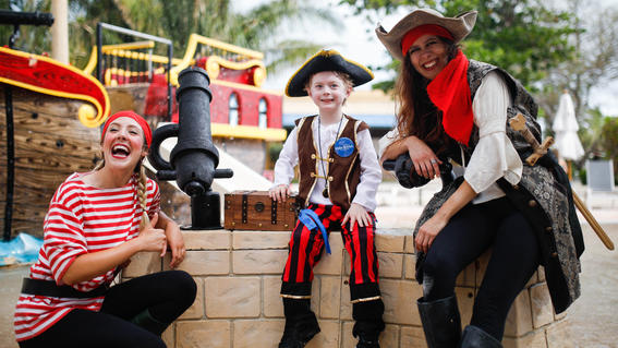 James with his pirate friends