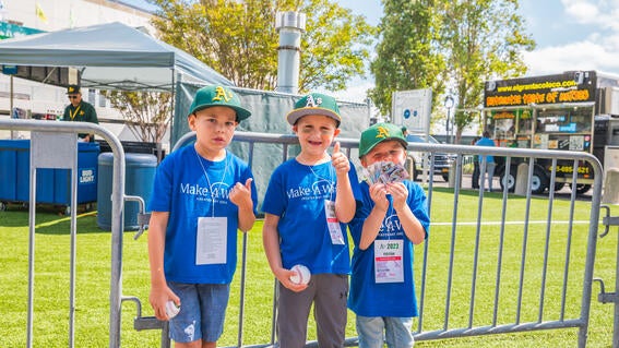 wish kids at Make-A-Wish Day at the A's