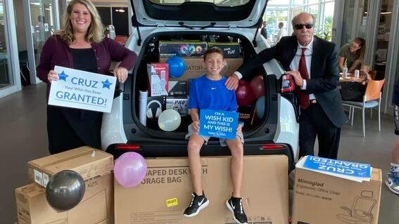 Hadwin-White Subaru with wish kid Cruz