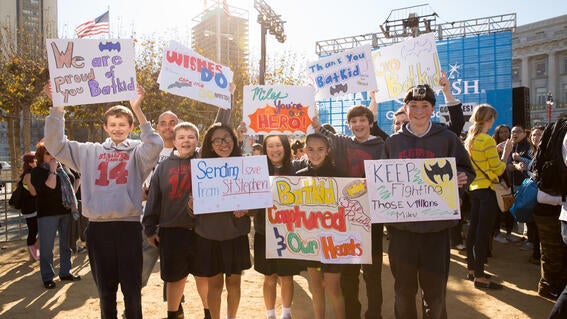 Batkid fans showing support outside of City Hall
