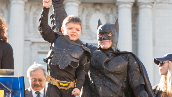 Batkid with Batman at City Hall