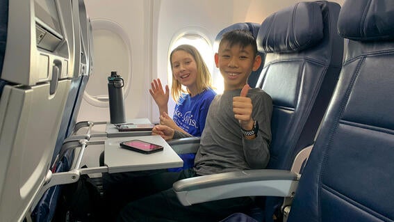Yuval and friend on plane