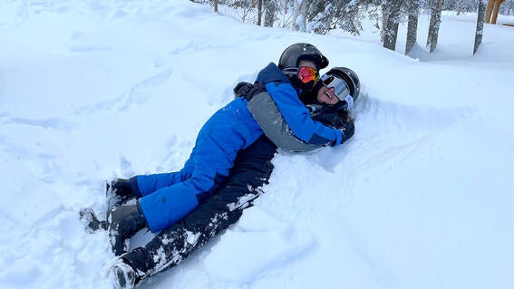 Yuval and mom in snow