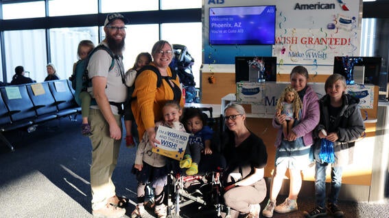 Luca and family at the airport