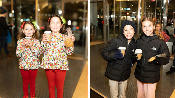 Children enjoying hot chocolate at the Fairmont in Downtown Pittsburgh, PA.