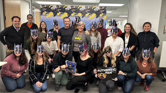 Lynne with current day Make-A-Wish Greater Bay Area staff during the 10 year anniversary of Batkid