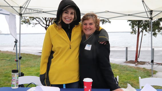 Sue Proctor with volunteer Cathy Abela at Brave the Bay
