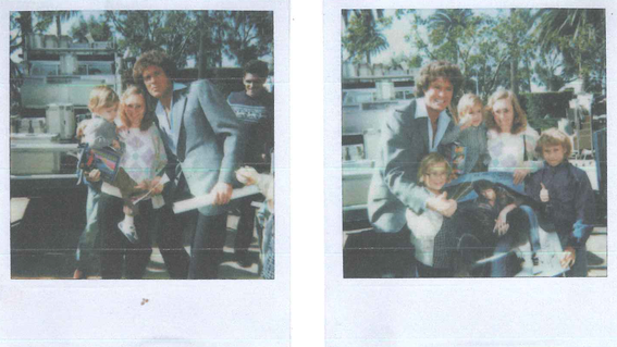 J.D. and family with David Hasselhoff on the set of Knight Rider in 1984