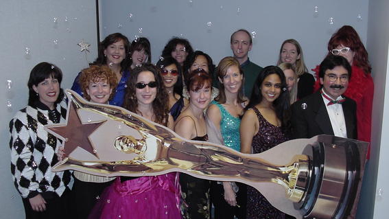 Lynne with staff members after winning chapter of the year in 2001