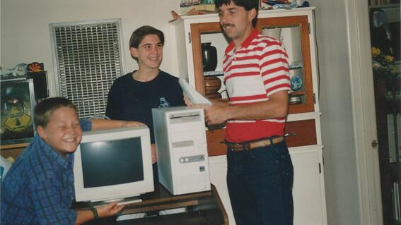 Nick with his family during his wish celebration in 1992