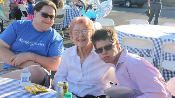 Nick with his former wish granter Pat Probert 