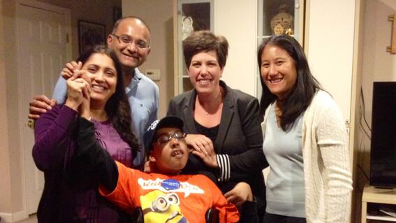 Sohum with mom, dad, Lynne and Leslie at celebration