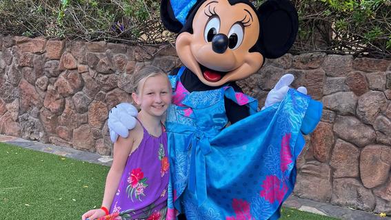 Alina with Minnie Mouse at Aulani