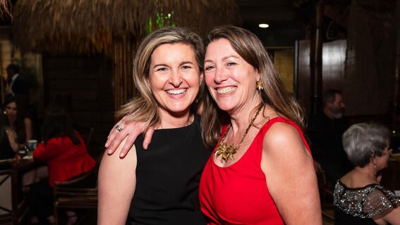  Board of Directors Vice Chair and Secretary Tiffany Rowe and Make-A-Wish Greater Bay Area CEO Betsy Biern celebrate in the Tonga Room.