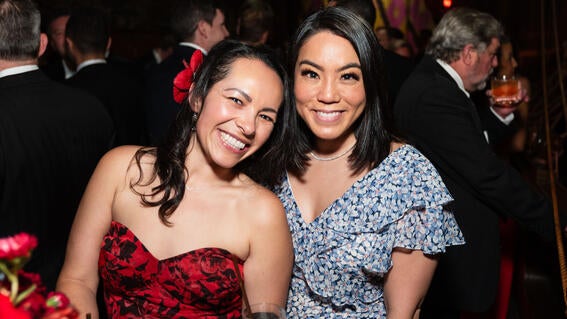  Sylvia Bore and Linday Mignano enjoying the Tonga Room afterparty at the 2024 Evening of Wishes.