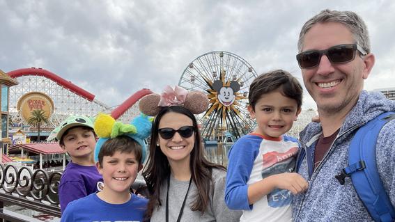 Beckett with his family on his wish to go to Disneyland in 2023.