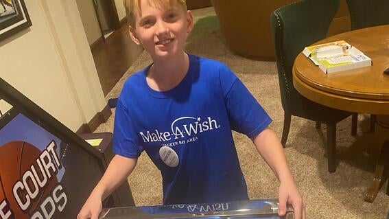 Collin with his pinball machine