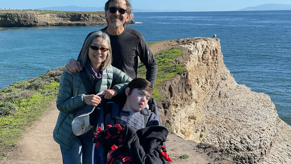 Nate and his family enjoying the view during his wish to go to the Monterey Bay Aquarium in 2022.