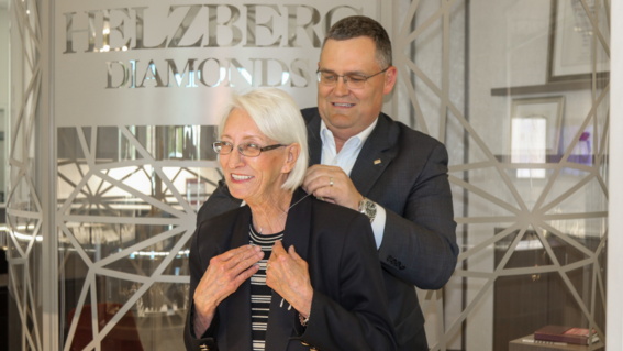 Linda receiving necklace