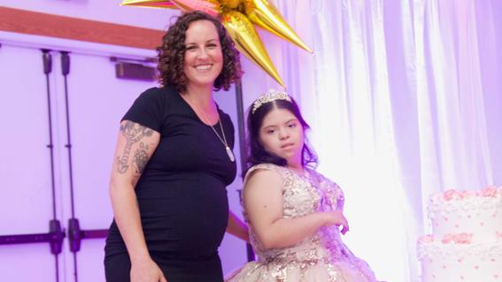 Lupita and her wish planner Becki Smith during Lupita's wish to have quinceañera