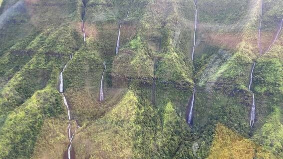 View of waterfalls from the helicopter tour