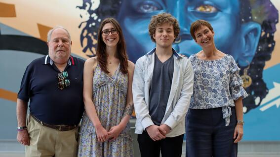 Nate and his family pose at MassArt