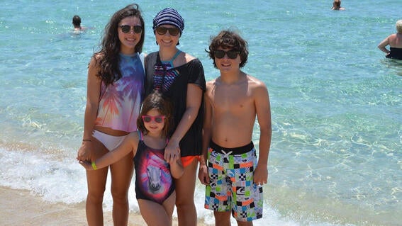 Elizabeth and family in the sea