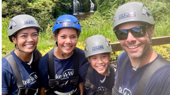Brett with family ziplining