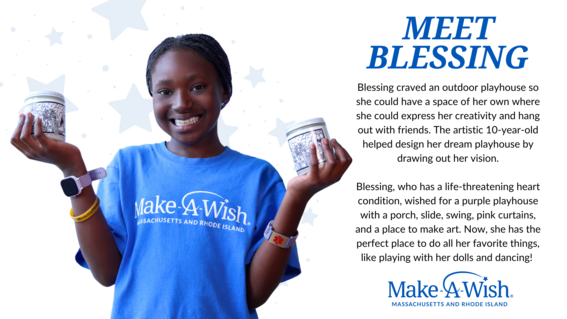 Wish kid Blessing holding Make-A-Wish candles