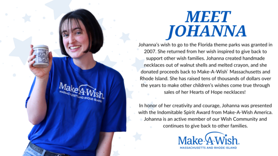 Wish kid Johanna holding Make-A-Wish candles