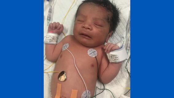 Leonel in the hospital as a newborn