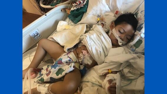 Leonel in the hospital at three years old in 2022.
