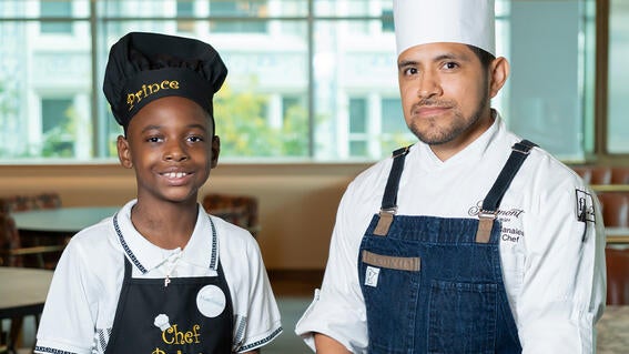 Wish kid Prince with Chef Canales at Fairmont
