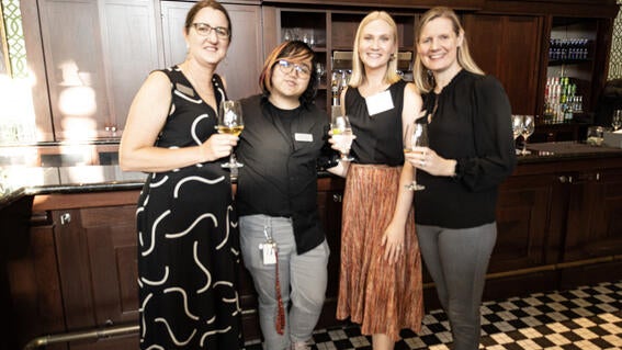 VP of Marketing & Communications Linda Anderberg, Marketing Associate Akira Mariano, Volunteer & Governance Associate Kaitlin Doolittle, and Program Associate Christine Freitag at Wish Insiders East Bay.